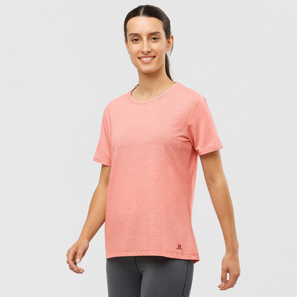 Salomon ESSENTIAL TENCEL Camisetas Mujer - Coral - Colombia (60214-OXAY)